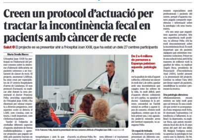 Crear un protocolo de actuación para tratar la incontinencia fecal en pacientes con cáncer de recto